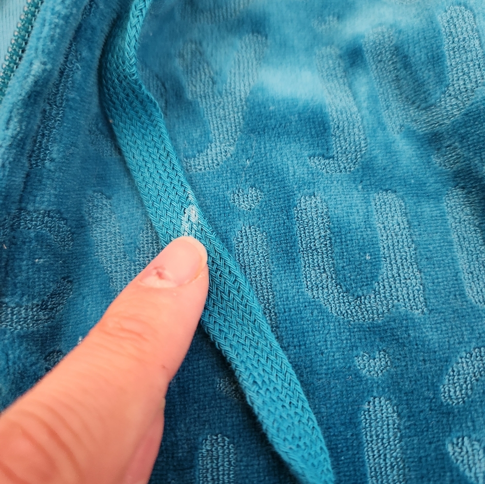 Y2k Juicy Couture Terry Cloth Turquoise Track Jacket Blue - Picture 2 of 4